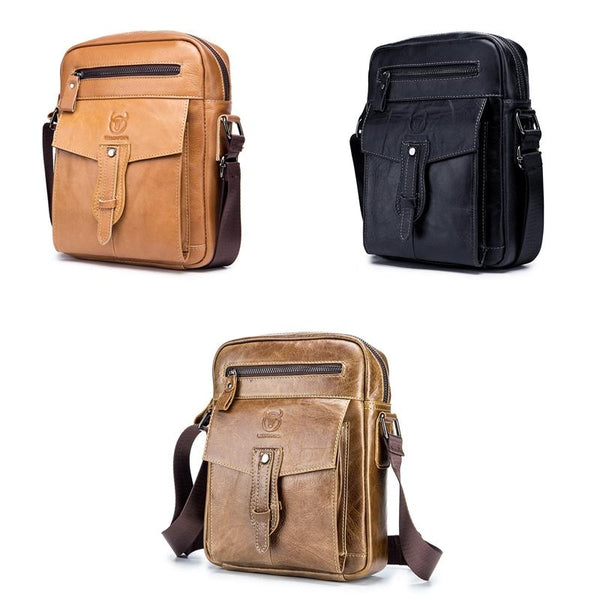 Cowhide Messenger Bag Large Capacity Briefcase Yellow Brown Bags