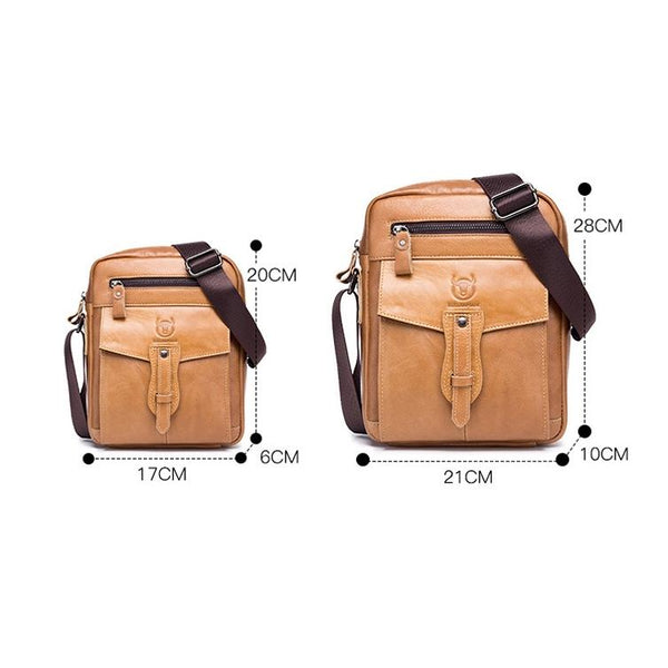 Cowhide Messenger Bag Large Capacity Briefcase Yellow Brown Bags