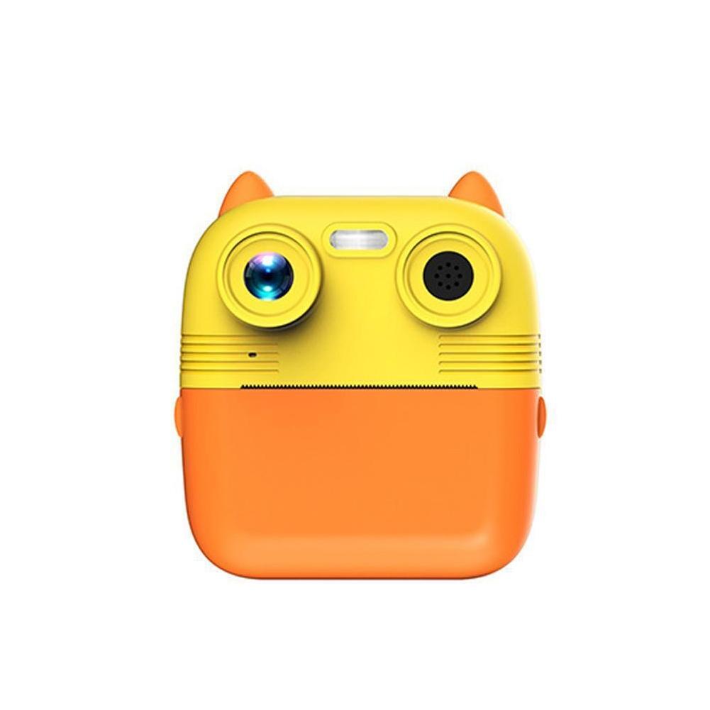 Instant Print Camera With Dual Lens 2.8 Screen For Kids Yellow Orange Digital Cameras