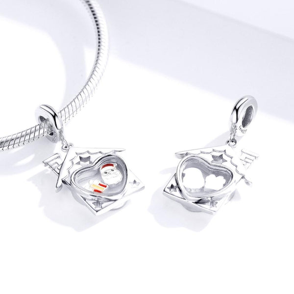 925 Sterling Silver Platinum Plated Santa Beads For Diy Bracelets & Necklaces Charms & Pendants