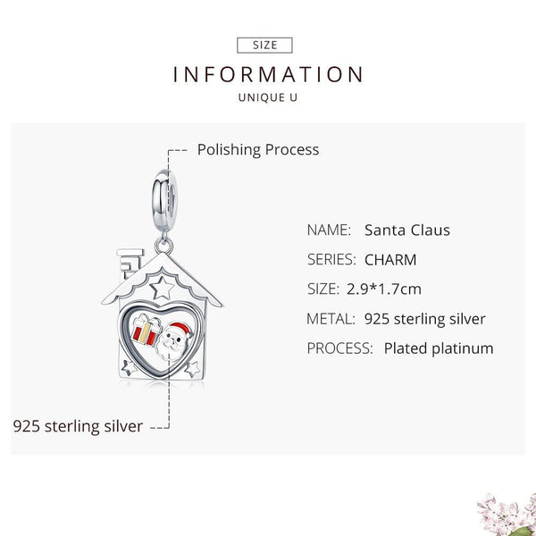 925 Sterling Silver Platinum Plated Santa Beads For Diy Bracelets & Necklaces Charms & Pendants