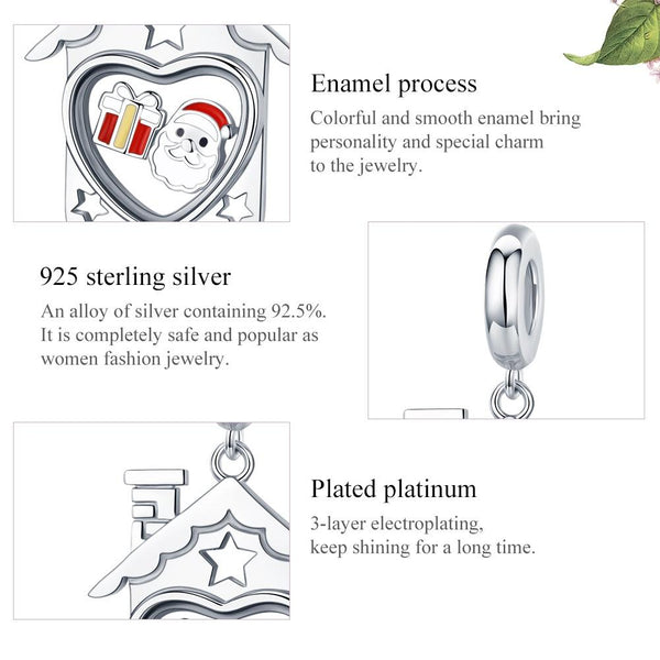 925 Sterling Silver Platinum Plated Santa Beads For Diy Bracelets & Necklaces Charms & Pendants