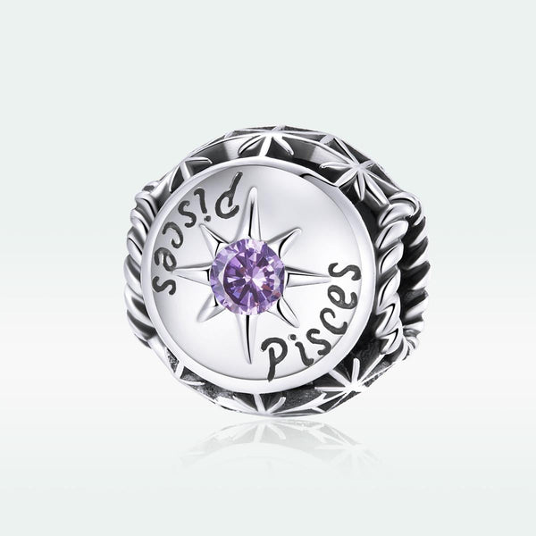 925 Sterling Silver Zodiac Zircon Bead Bracelet / Necklace Set Pisces Style Charms & Pendants