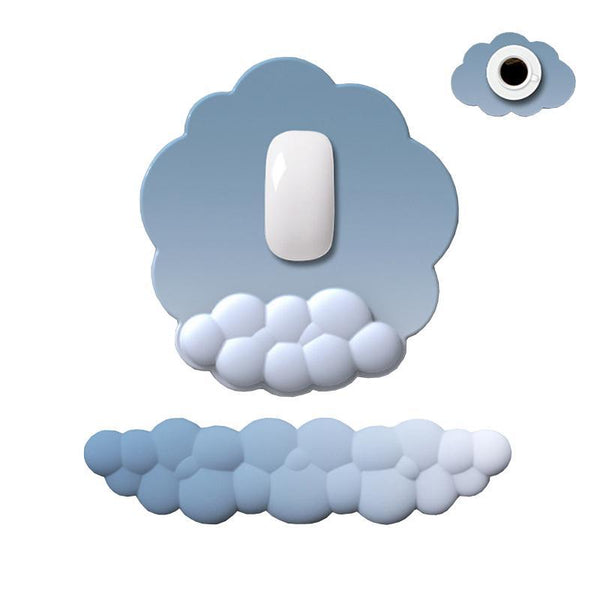 3 Piece Cloudy Gradient Memory Foam Wrist & Mouse Pad Set Blue+Gray Mouse Pads & Wrist Rests