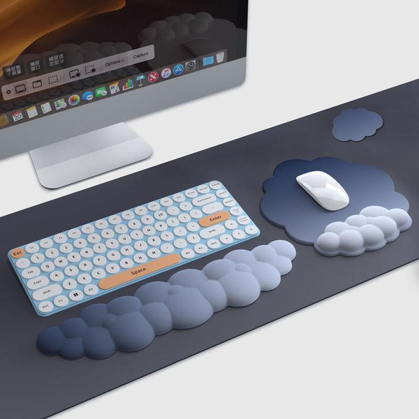 3 Piece Cloudy Gradient Memory Foam Wrist & Mouse Pad Set Blue+Gray Mouse Pads & Wrist Rests
