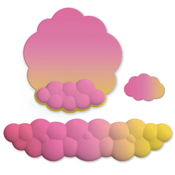 3 Piece Cloudy Gradient Memory Foam Wrist & Mouse Pad Set Blue+Gray Mouse Pads & Wrist Rests