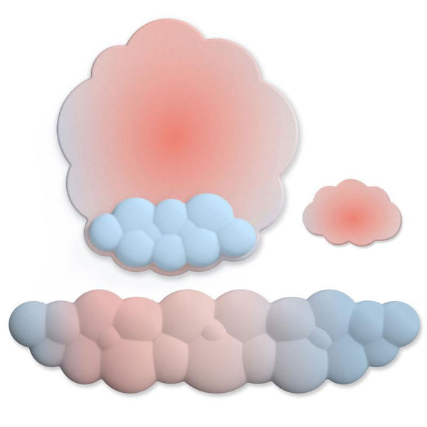 3 Piece Cloudy Gradient Memory Foam Wrist & Mouse Pad Set Blue+Gray Mouse Pads & Wrist Rests