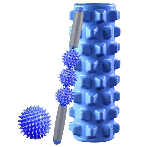 3 In 1 Eva Foam Roller Set 45Cm Length Blue Wolf Tooth Foam Rollers