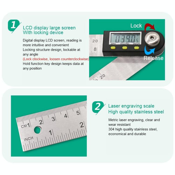Digital Angle Finder Protractor Ruler Lcd Display Rulers