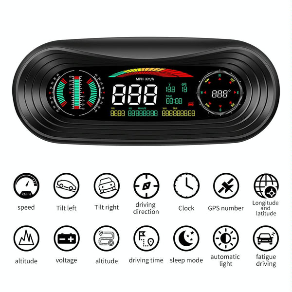 Universal Car Hud Display Speed Voltage Mileage Other Instruments & Gauges