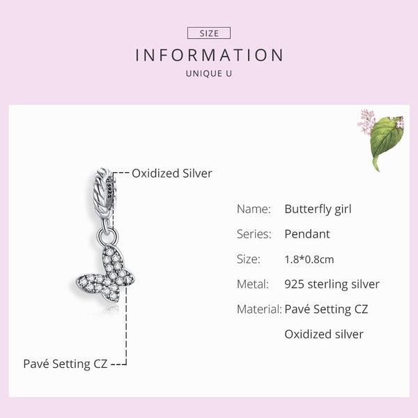 925 Sterling Silver Butterfly Pendant For Bracelet Or Necklace Charms & Pendants