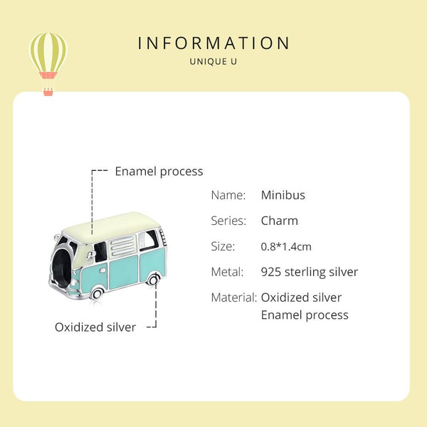 925 Sterling Silver Mini Bus Beads For Diy Bracelets & Necklaces Craft Beads