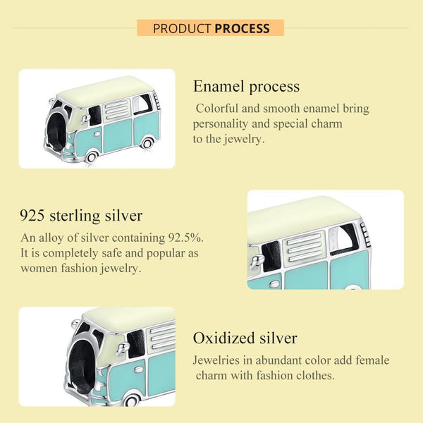 925 Sterling Silver Mini Bus Beads For Diy Bracelets & Necklaces Craft Beads