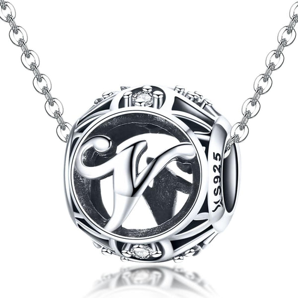 925 Sterling Silver 26 English Letter Beads For Diy Bracelets & Necklaces Style V Charms & Pendants