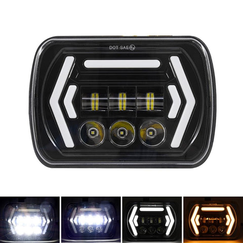 Car 7 Inch Square Dc9 30V Led Headlight Modification Accessories For Jeep Wrangler Led Car Lights