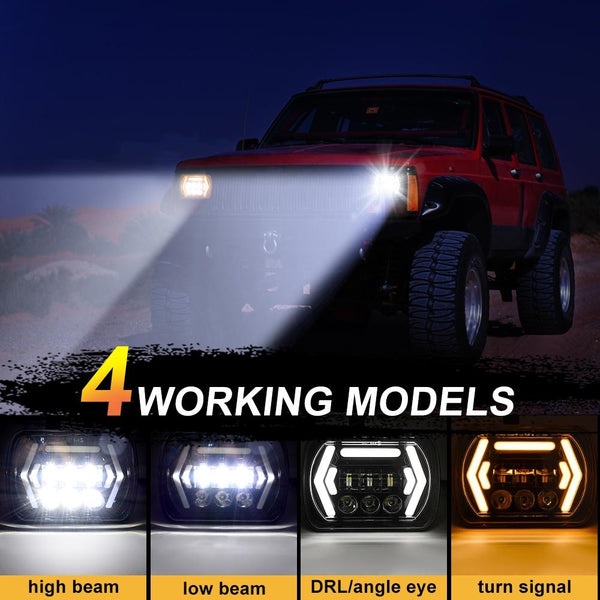 Car 7 Inch Square Dc9 30V Led Headlight Modification Accessories For Jeep Wrangler Led Car Lights
