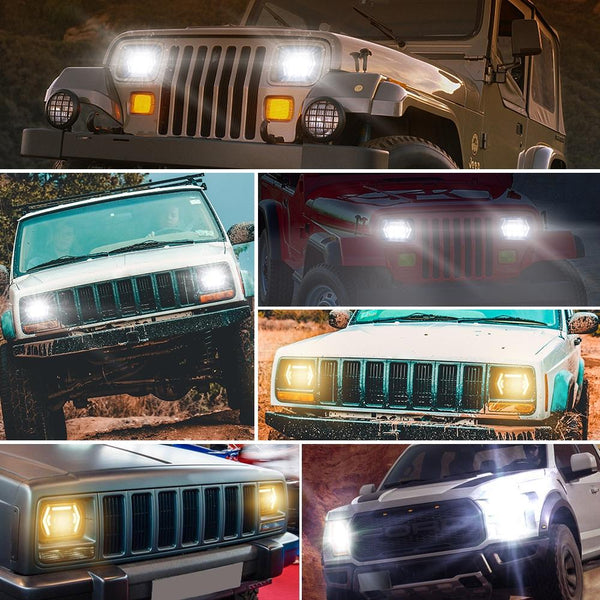 Car 7 Inch Square Dc9 30V Led Headlight Modification Accessories For Jeep Wrangler Led Car Lights