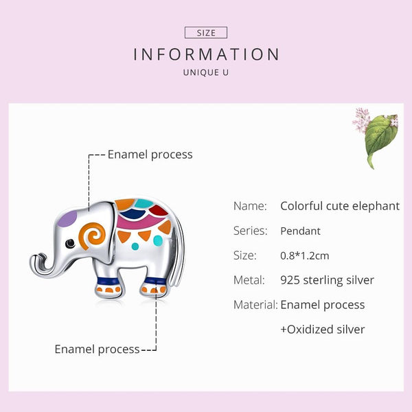925 Sterling Silver Colorful Elephant Beads For Diy Bracelets & Necklaces Charms & Pendants