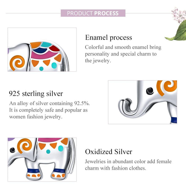 925 Sterling Silver Colorful Elephant Beads For Diy Bracelets & Necklaces Charms & Pendants