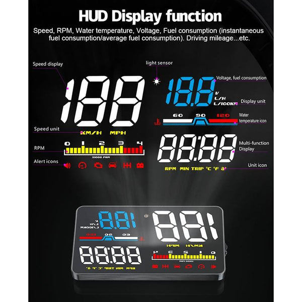 5 Inch Obd2 Head Up Display Car Speed Revolving Water Temp Battery Voltage Other Instruments & Gauges