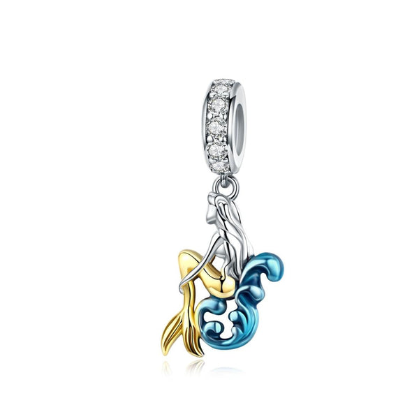 925 Sterling Silver Mermaid Charm For Diy Bracelet Charms & Pendants