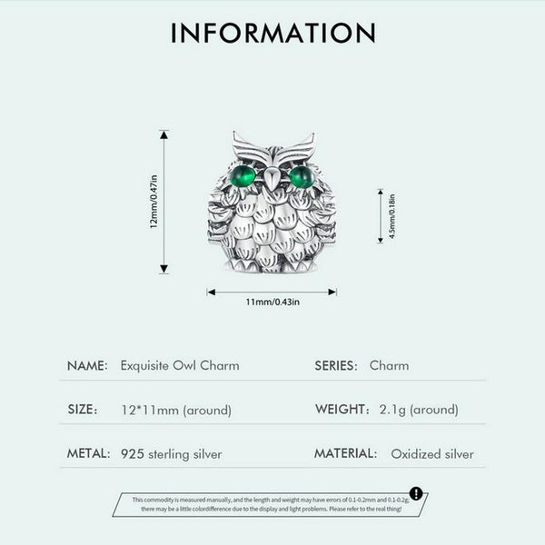 925 Sterling Silver Owl Pendant Necklace Charm For Diy Bracelets Charms & Pendants