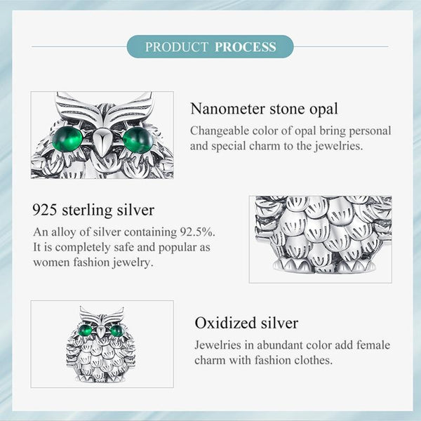 925 Sterling Silver Owl Pendant Necklace Charm For Diy Bracelets Charms & Pendants