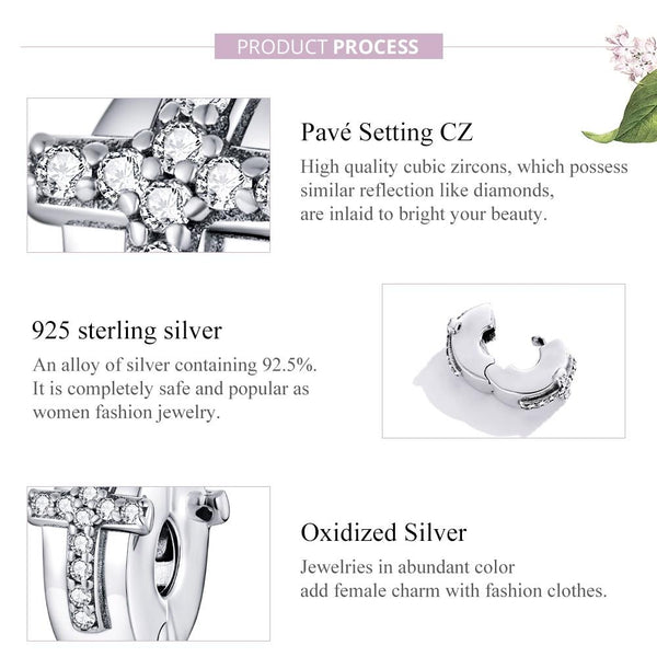 925 Sterling Silver Cross Bead Buckle For Diy Accessories Craft Beads