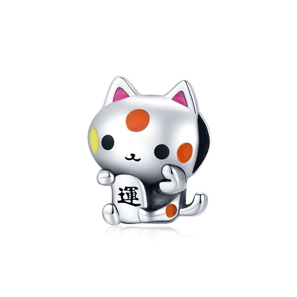 925 Sterling Silver Lucky Cat Bead For Diy Bracelet Or Necklace Charms & Pendants