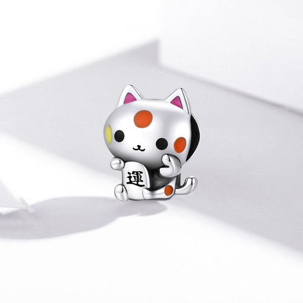 925 Sterling Silver Lucky Cat Bead For Diy Bracelet Or Necklace Charms & Pendants