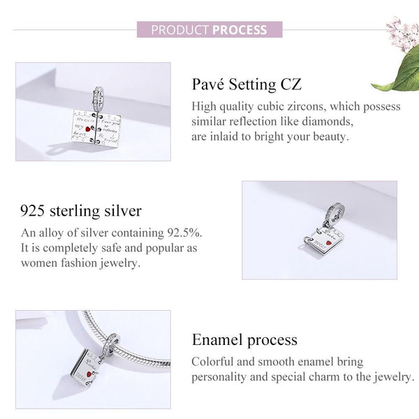 925 Sterling Silver Love Letter Bracelet Charm Diy Accessory Charms & Pendants