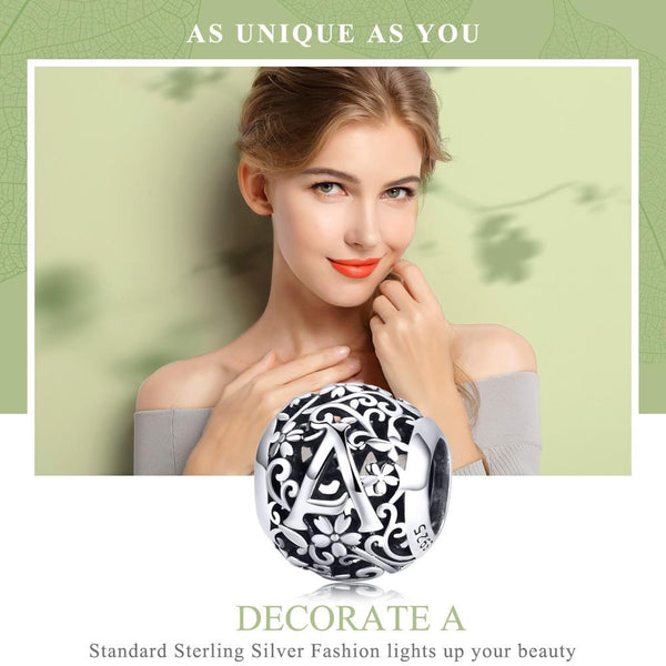 925 Sterling Silver Letter Beads For Diy Bracelets Charms & Pendants