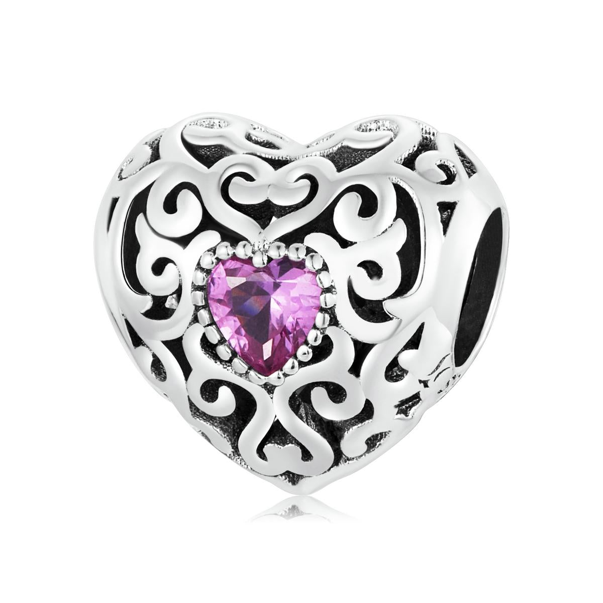 925 Sterling Silver Retro Flower Heart Beads For Diy Bracelets & Necklaces Charms & Pendants