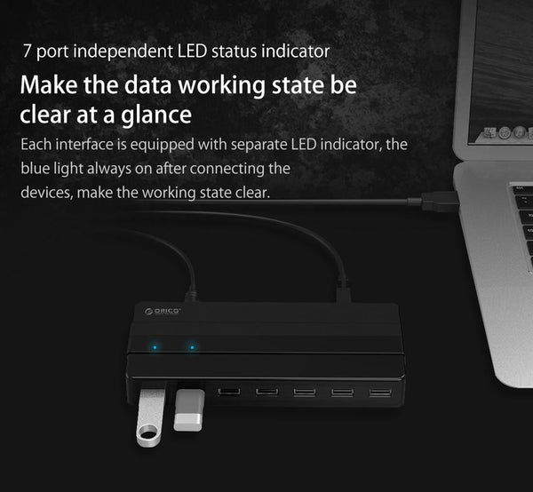 7 Port Usb 2.0 Desktop Hub With Power Adapter Usb Cables Hubs & Adapters