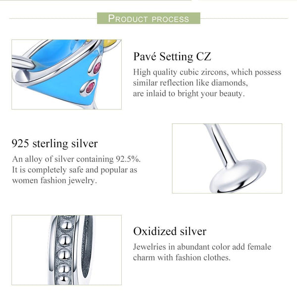 925 Sterling Silver Summer Beaded Bracelet For Women Charms & Pendants