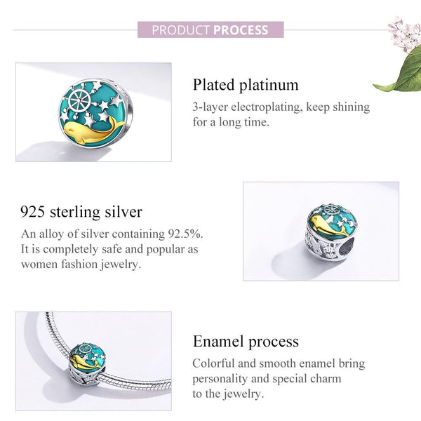 925 Sterling Silver Whale Star Beads For Diy Bracelets & Necklaces Charms & Pendants