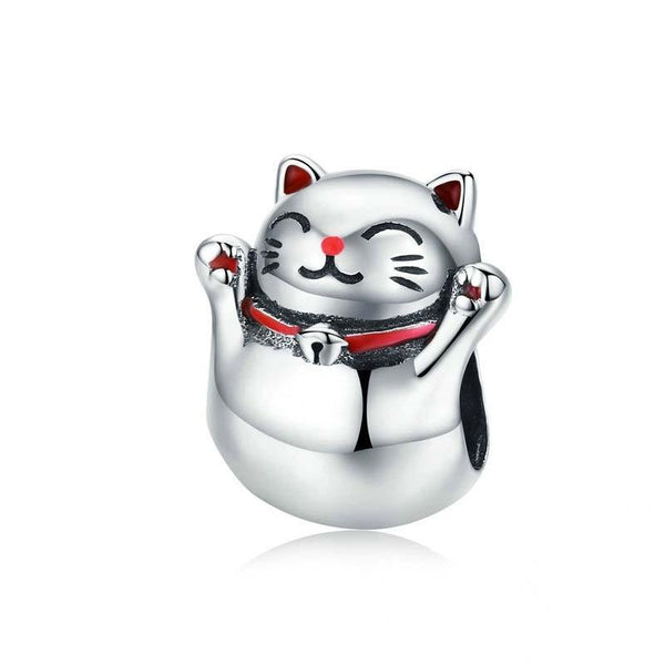 925 Sterling Silver Lucky Cat Beaded Bracelet Diy Accessory Charms & Pendants
