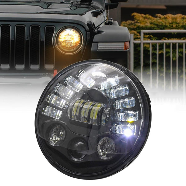 7 Inch Car Matrix Gradient Led Headlight Lamps For Jeep Wrangler Light Bulbs