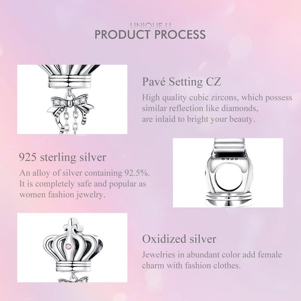 925 Sterling Silver Bow Crown Beads For Diy Bracelets & Necklaces Charms & Pendants