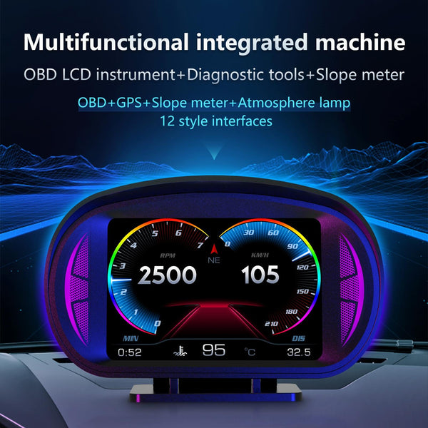 3 Inch Obd Lcd Car Speed Slope Meter Hud Display Other Instruments & Gauges