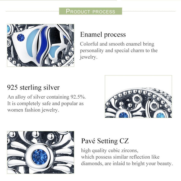 925 Sterling Silver Underwater World Fish & Crab Beads Charms & Pendants