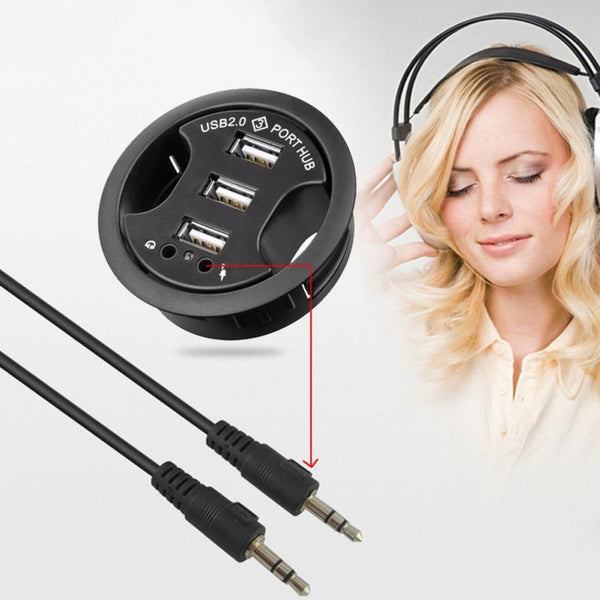 3 Port Usb Hub With Audio & Mic Jack Usb Cables Hubs & Adapters
