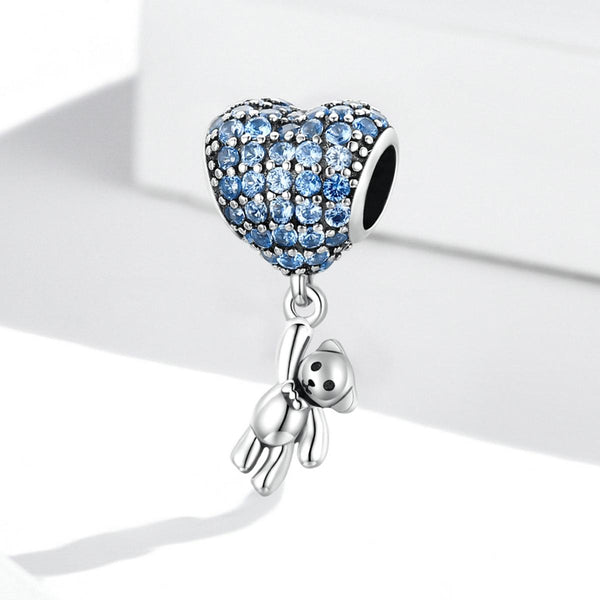 925 Sterling Silver Heart Balloon Bear Pendant For Diy Bracelets & Necklaces Charms & Pendants