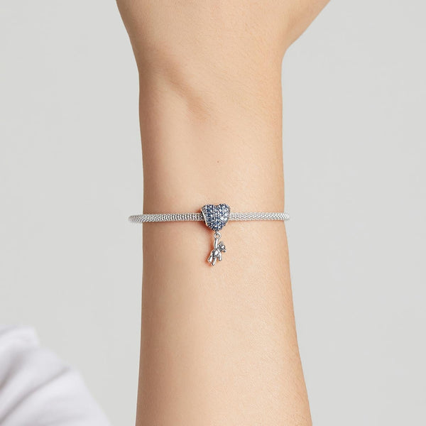 925 Sterling Silver Heart Balloon Bear Pendant For Diy Bracelets & Necklaces Charms & Pendants