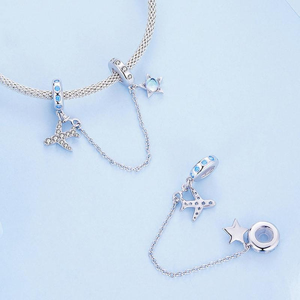 925 Sterling Silver Airplane Star Chain Accessory Chains Necklaces