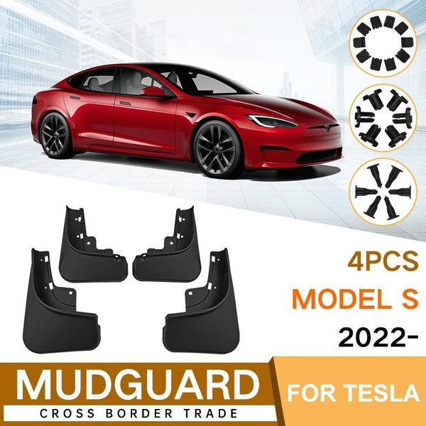 For Tesla Model S 2022 4Pcs / Set Car Auto Soft Plastic Splash Flaps Fender Guard Fenders & Mud Guards