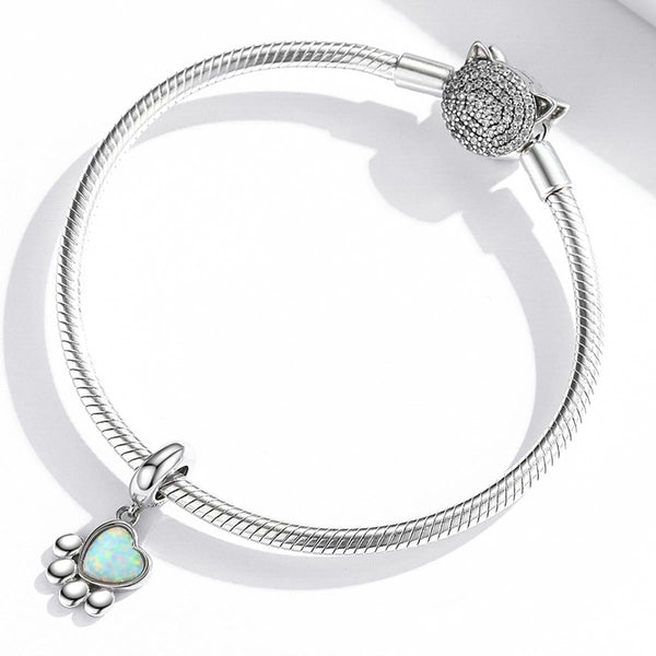 925 Sterling Silver Opal Bead Bracelet & Necklace Set Charms & Pendants