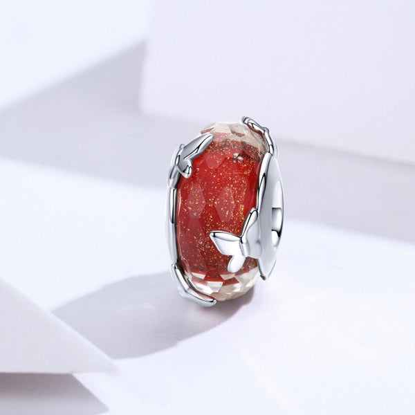 925 Sterling Silver Red Glazed Butterfly Bead Pendant For Diy Bracelets And Necklaces Charms & Pendants