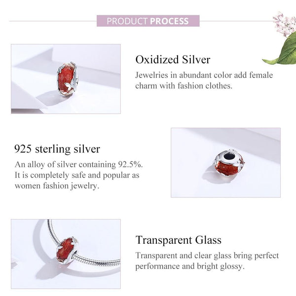 925 Sterling Silver Red Glazed Butterfly Bead Pendant For Diy Bracelets And Necklaces Charms & Pendants
