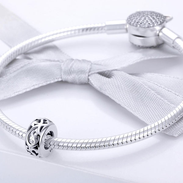 925 Sterling Silver Vintage Heart Beads With Curly Grass Pattern Charms & Pendants